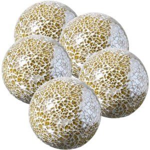 Decorative Ball for CenterpieceGold Bowl Decorative Set of 5 Glass Mosaic Sphere